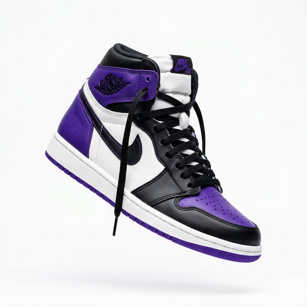 Sneaker Nike en blanco, negro y morado